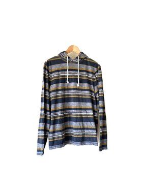 Urban Pipeline Men's Striped Lightweight Hoodie Size M Gray Mustard Yellow